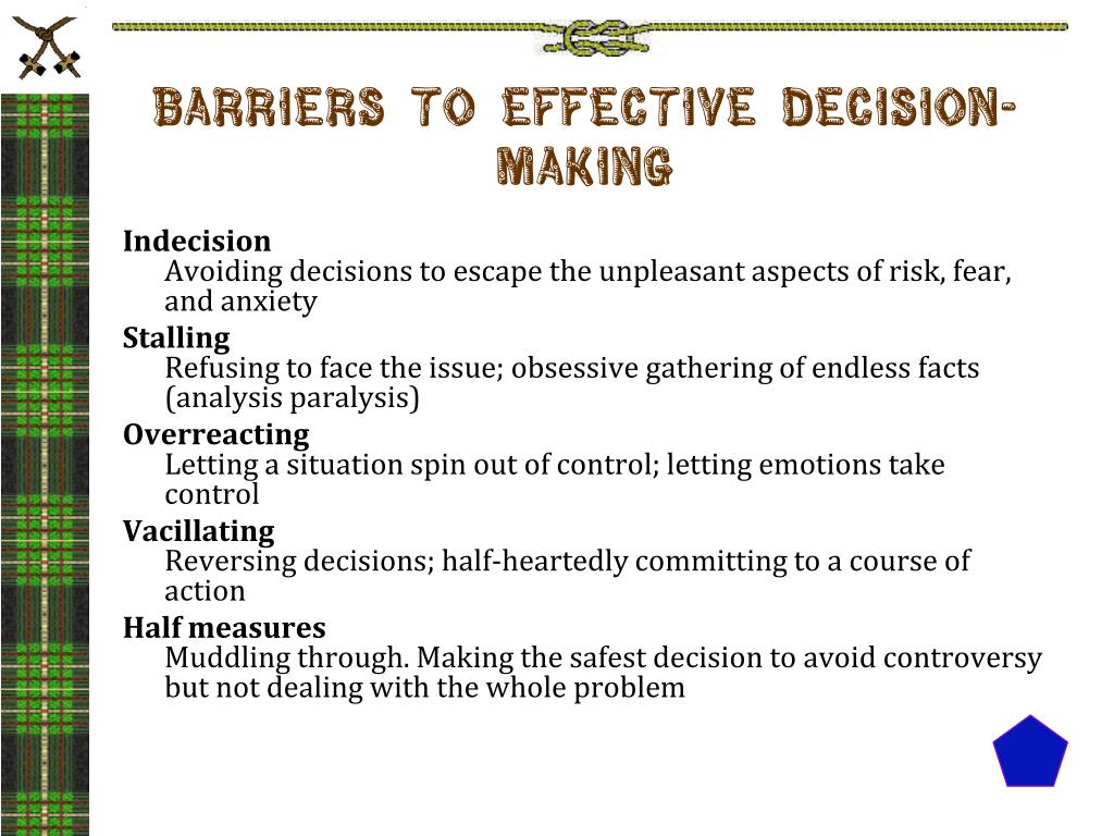 barriers to problem solving and decision making