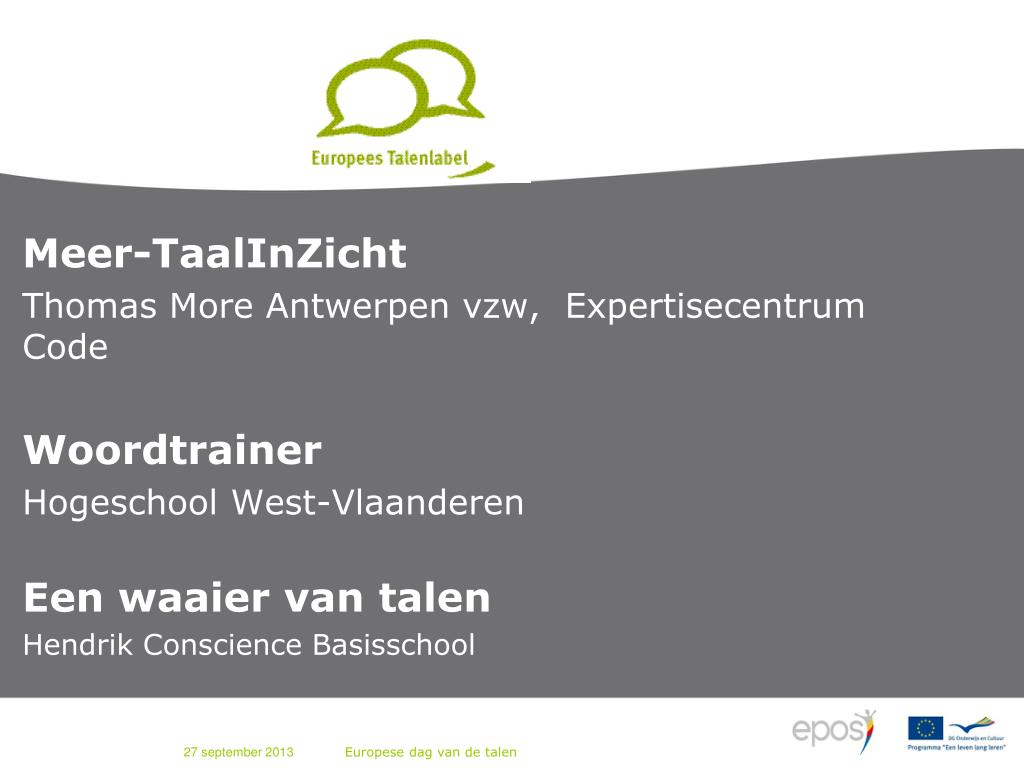 PPT - Europese dag van de talen in Vlaanderen PowerPoint Presentation