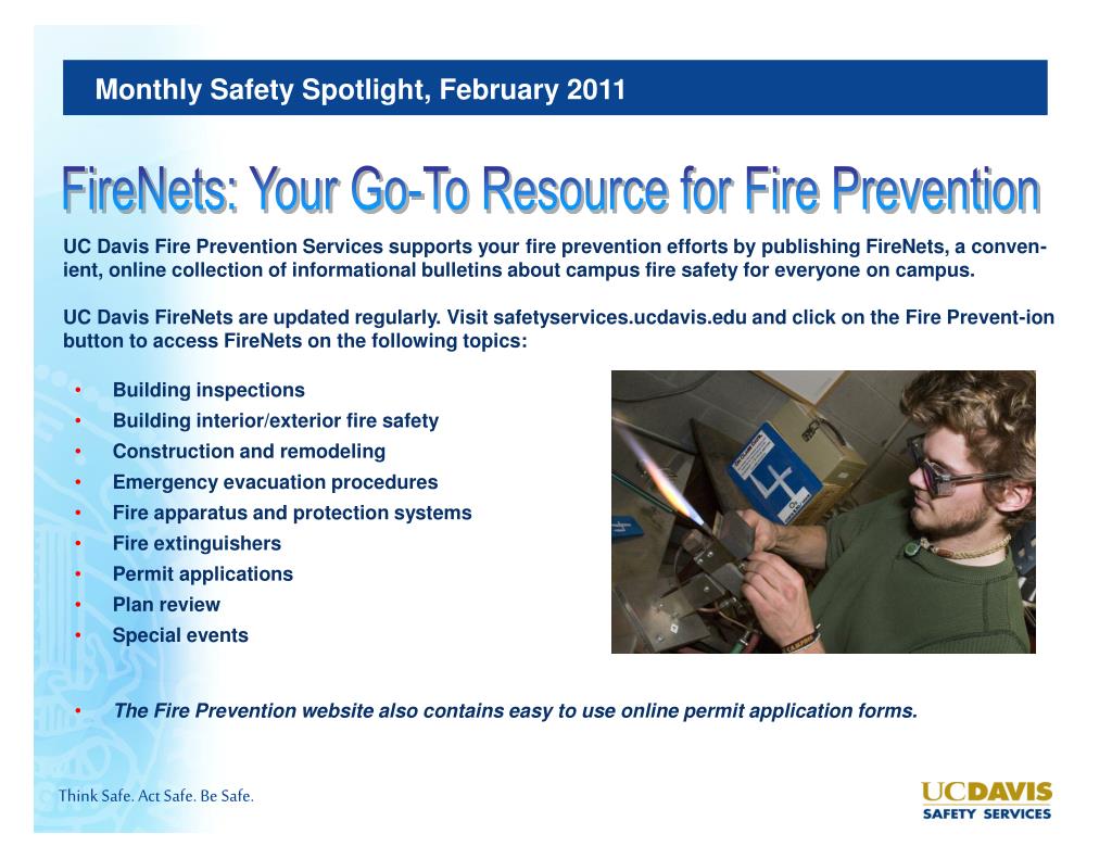 PPT UC Davis Safety Services Monthly Safety Spotlight February 2011