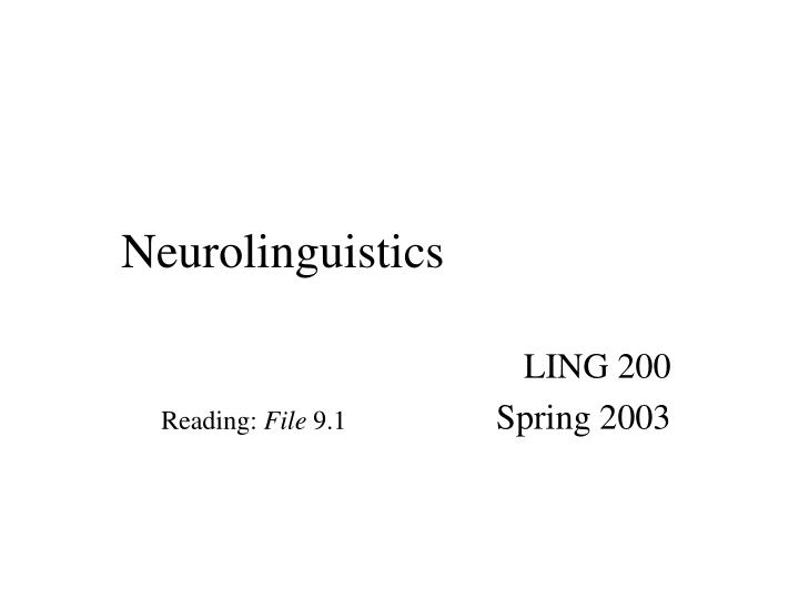 PPT Neurolinguistics PowerPoint Presentation, free
