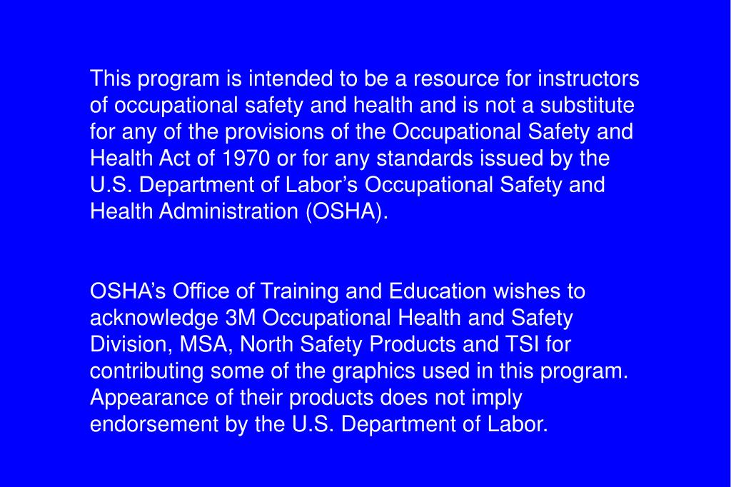 PPT OSHA’s Respiratory Protection Standard 29 CFR 1910.134 PowerPoint