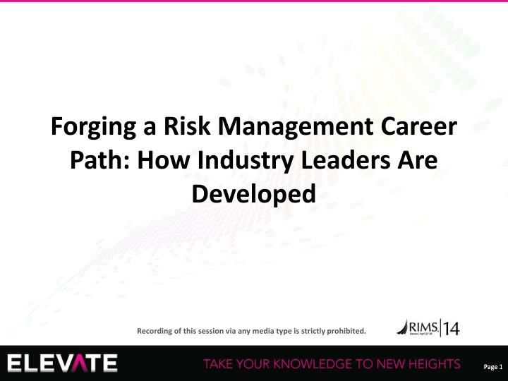 PPT - Forging a Risk Management Career Path: How Industry Leaders Are