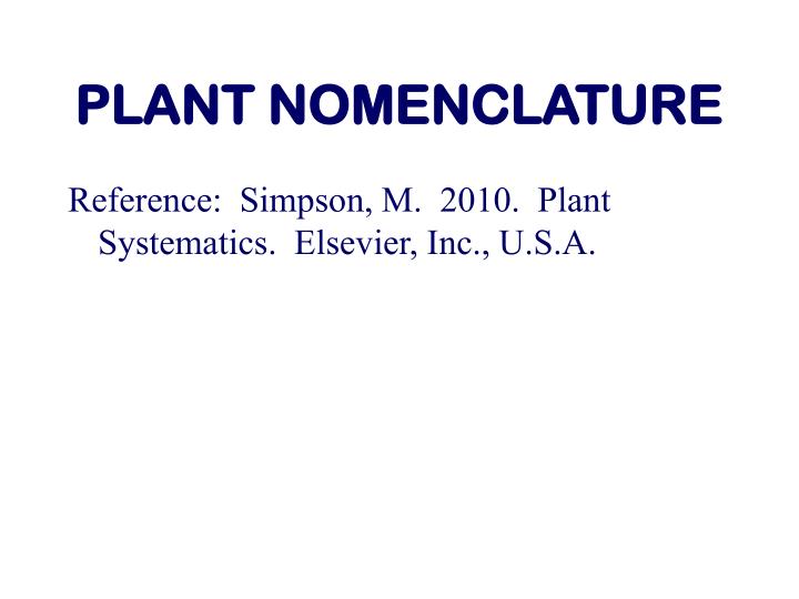PPT PLANT NOMENCLATURE PowerPoint Presentation, free download ID