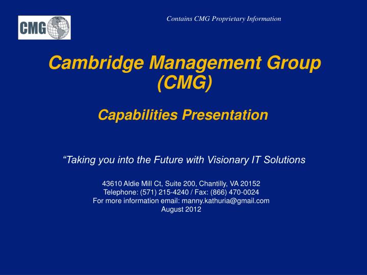 PPT Cambridge Management Group (CMG) PowerPoint Presentation, free