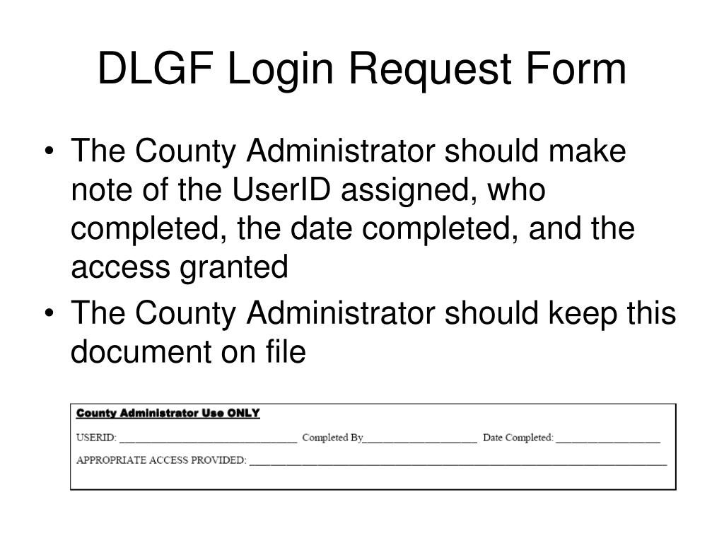 Dglq Form.pdf PPT - County LOGIN to DLGF Apps PowerPoint Presentation, free download ...