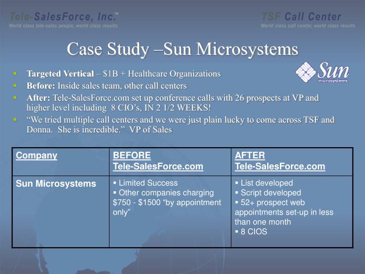 sun microsystems case study solution