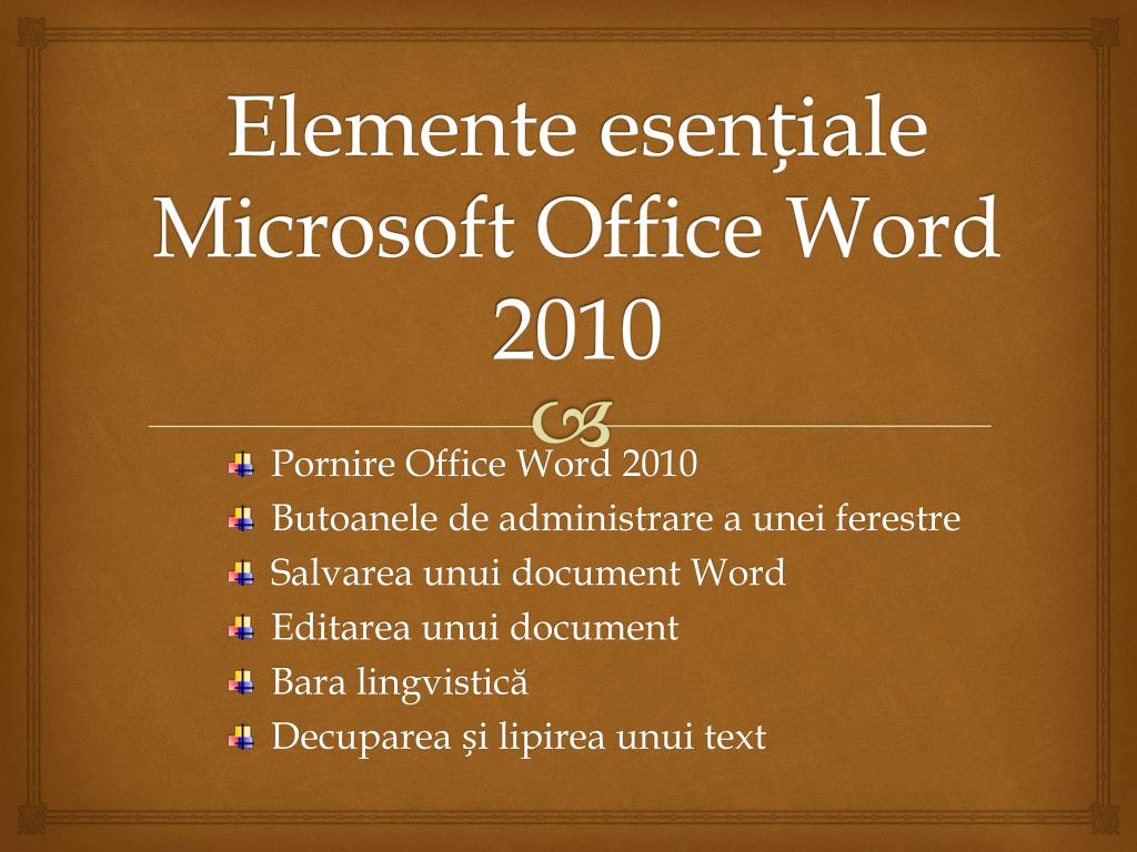 PPT - Elemente esențiale Microsoft Office Word 2010 PowerPoint Presentation  - ID:3509680