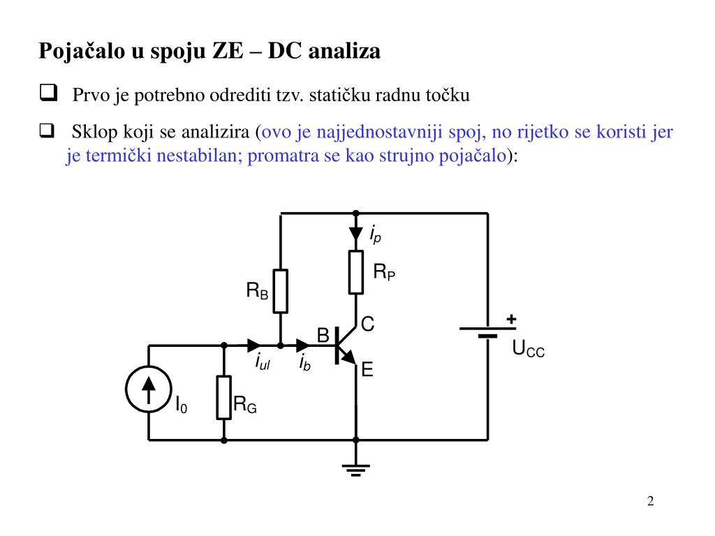 PPT - Pojačalo u spoju ZE Najčešće korišten spoj tranzistorskog pojačala  (najbitniji) PowerPoint Presentation - ID:3511876