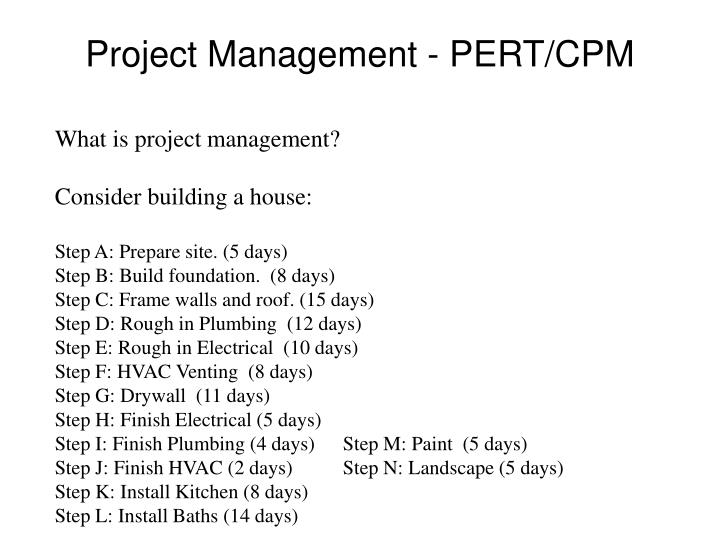 PPT - Project Management - PERT/CPM PowerPoint Presentation, free ...
