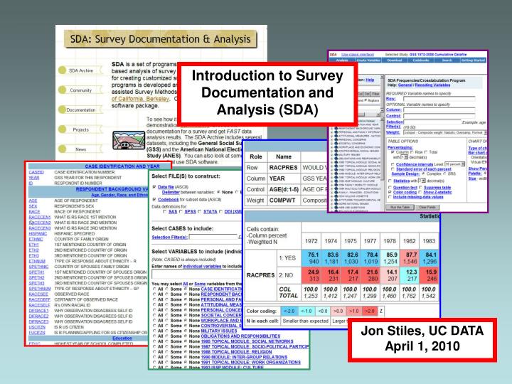 PPT - Introduction to Survey Documentation and Analysis (SDA ...