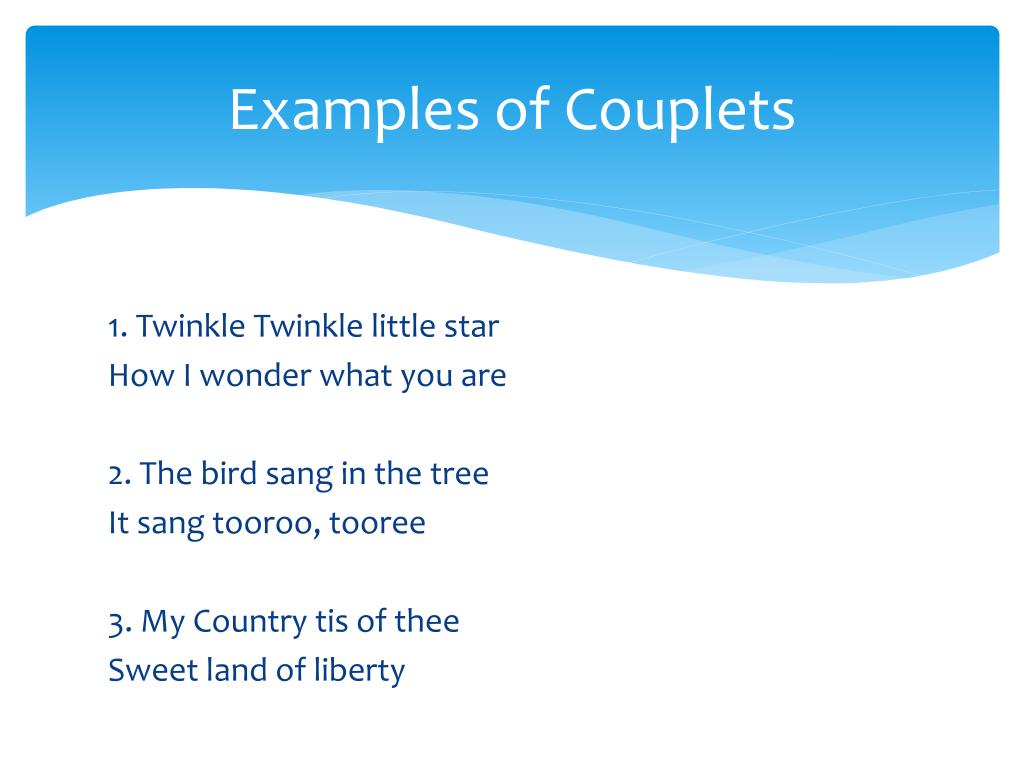 Fastest What Is Couplet Example