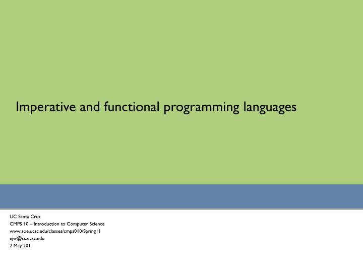 PPT - Imperative and functional programming languages PowerPoint ...