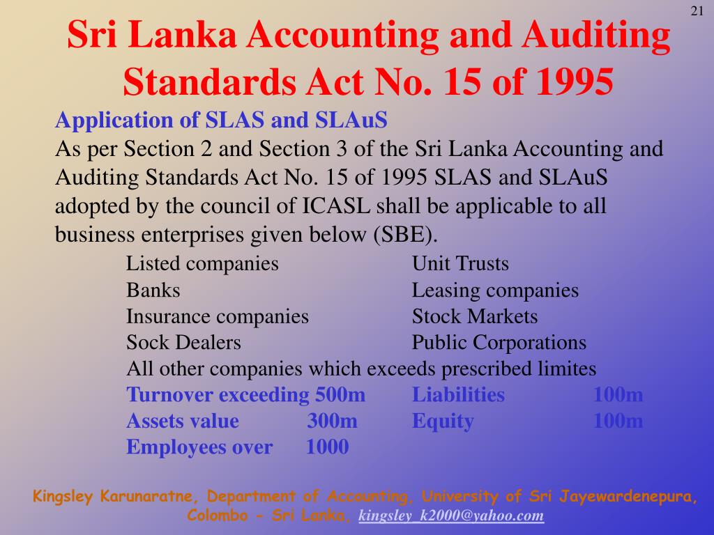 PPT Sri Lanka Accounting and Auditing Standards Act No. 15 of 1995