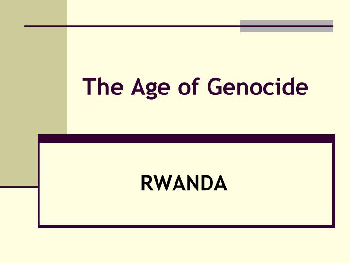 the age of genocide n.