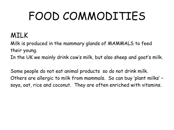 food commodities n.