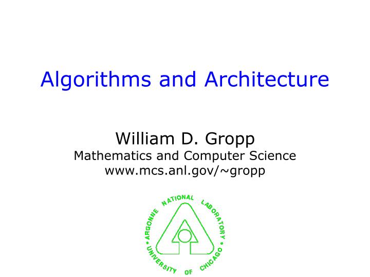 PPT - Algorithms and Architecture PowerPoint Presentation, free ...