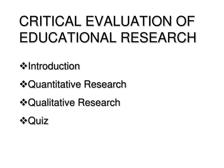 critical evaluation presentation