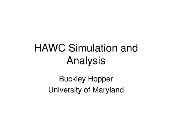 hawc simulation and analysis n.