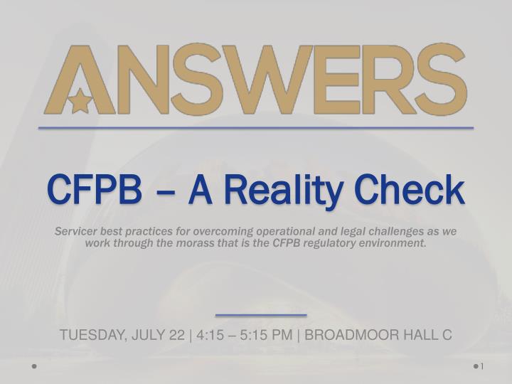 PPT CFPB A Reality Check PowerPoint Presentation, free download