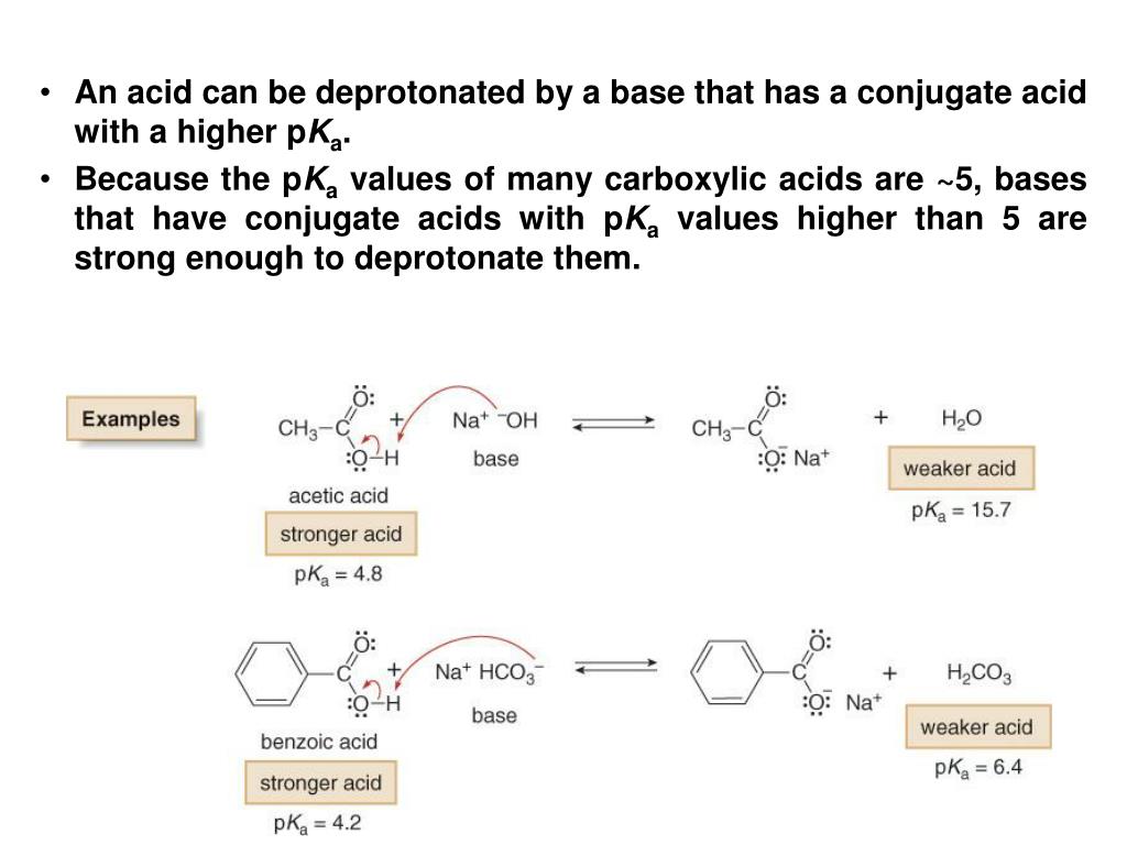 * Because the pKa values of many carboxylic acids are 5, bases that have co...