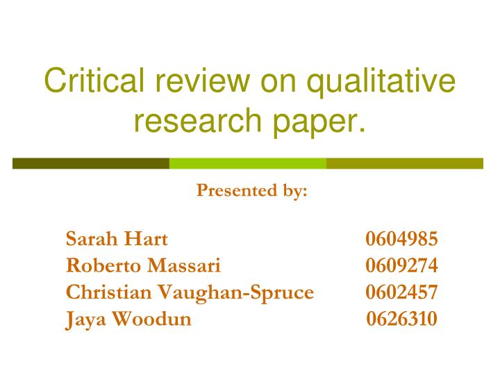 critical in qualitative research
