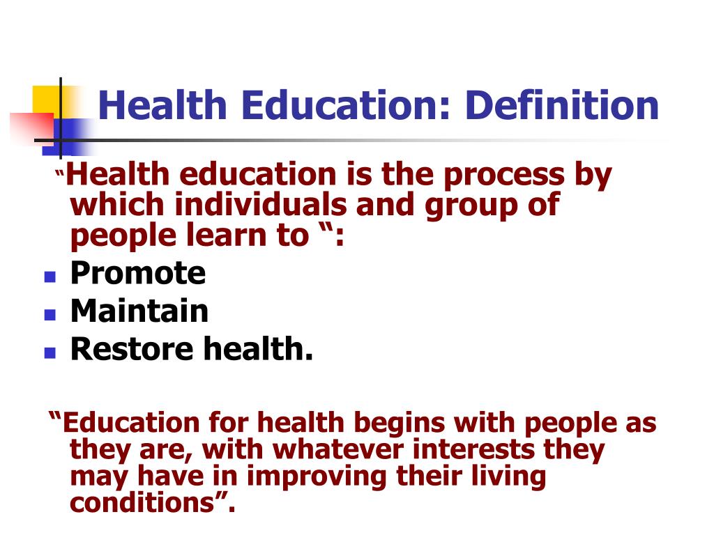 define health education (1 mark)