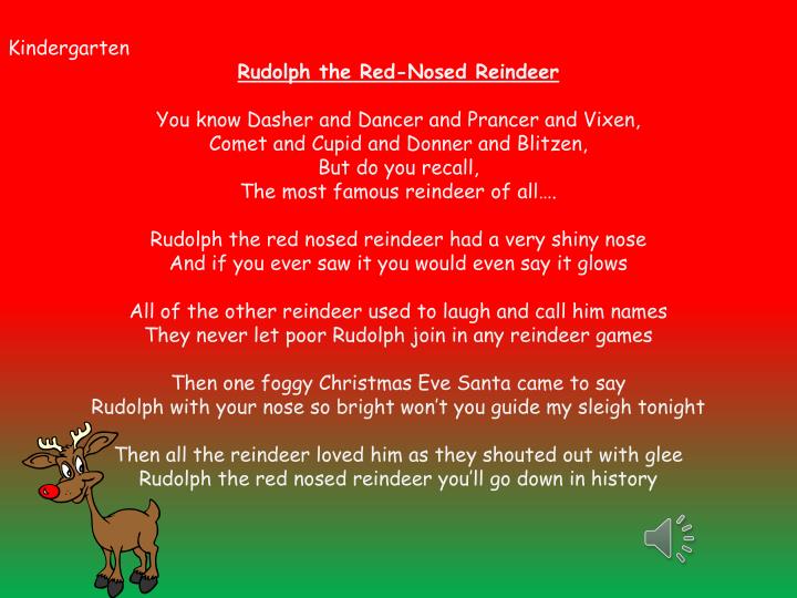 Ppt Kindergarten Rudolph The Red Nosed Reindeer You Know