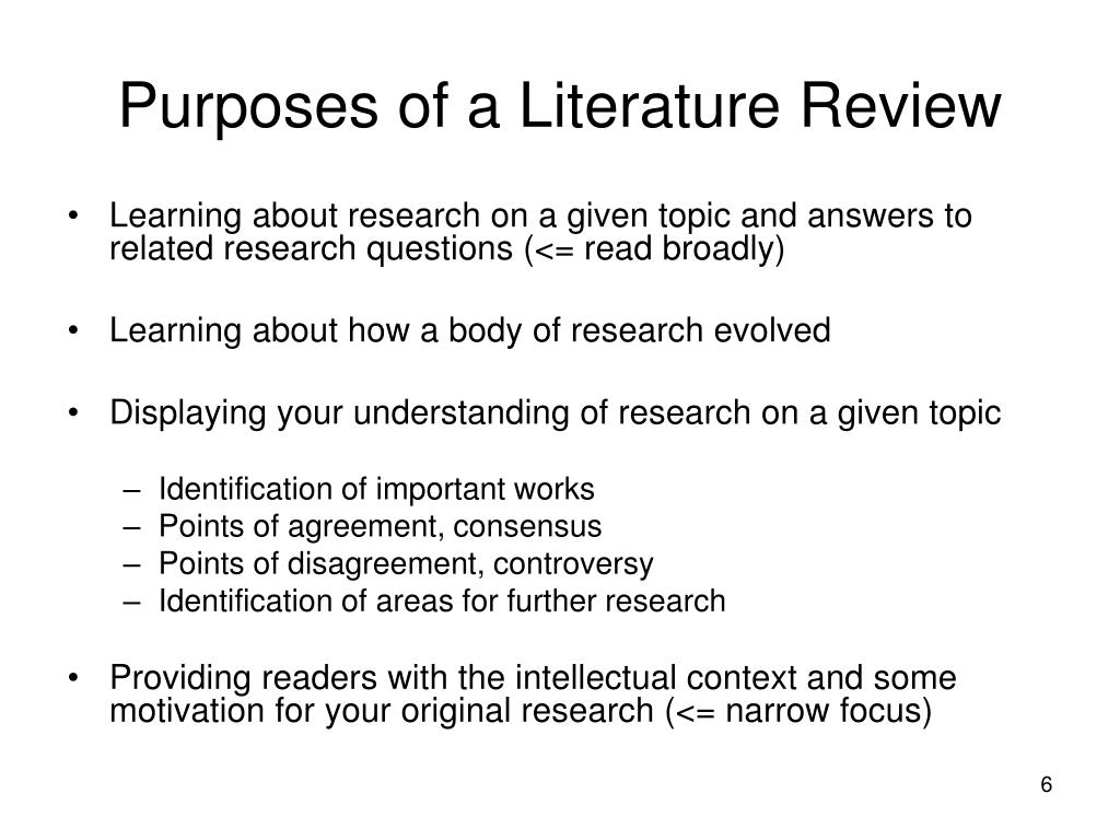 what is the main purpose of literature review