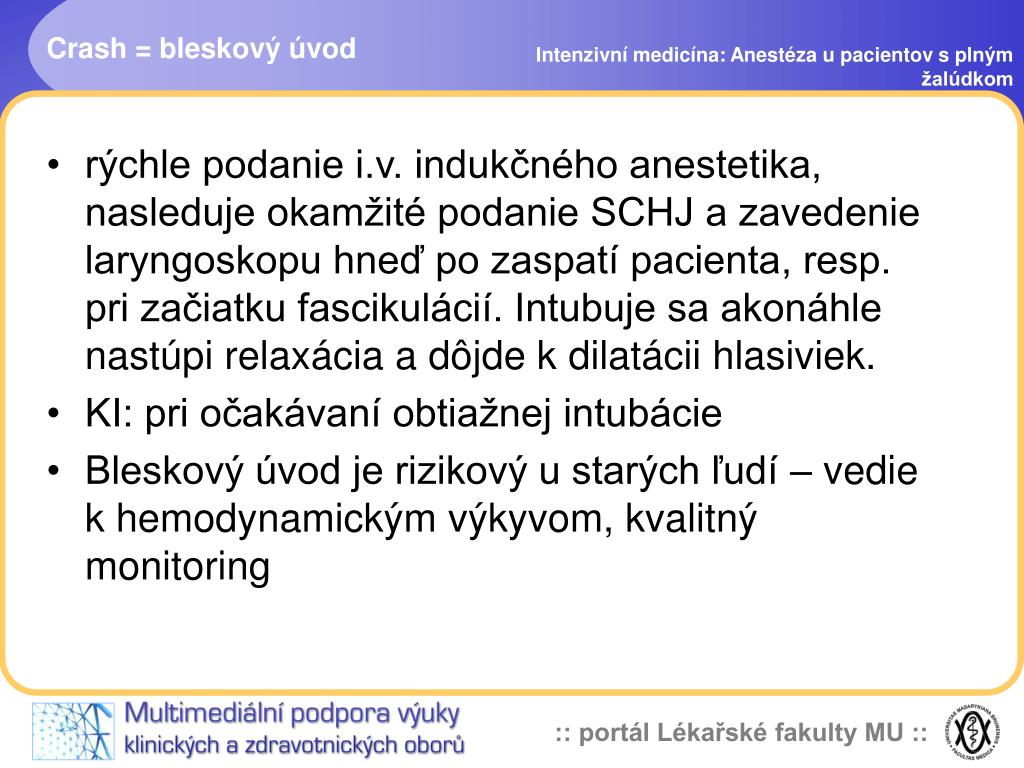 PPT - Anestéza u pacientov s plným žalúdkom, crash úvod PowerPoint ...