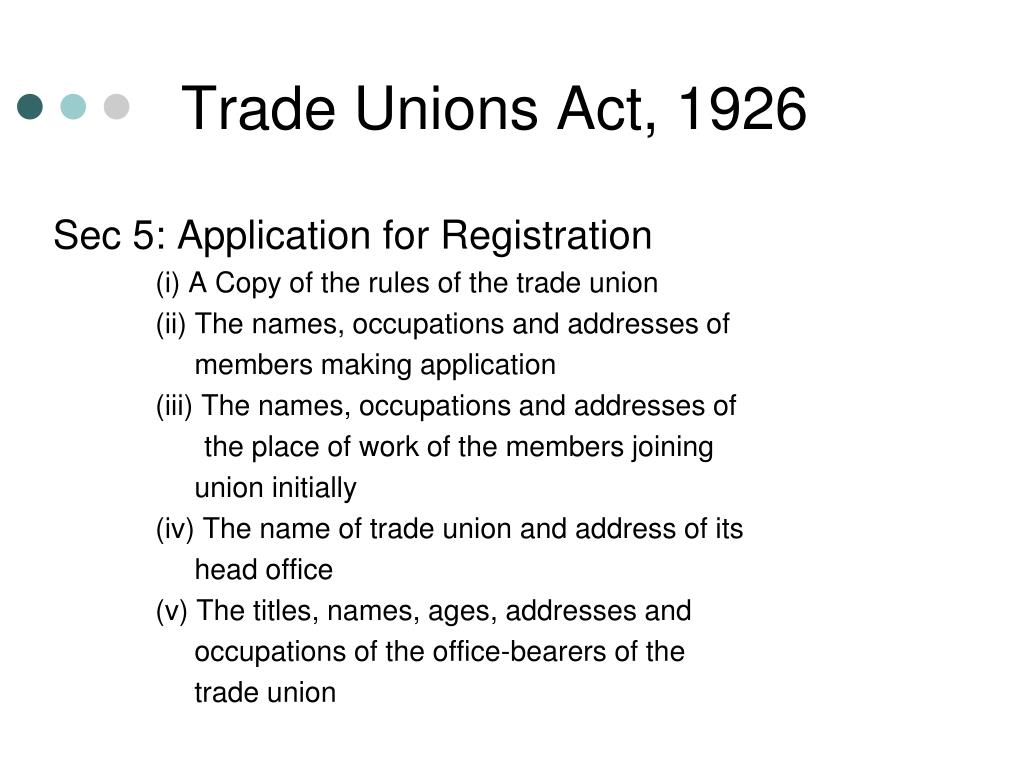 features of trade union act 1926