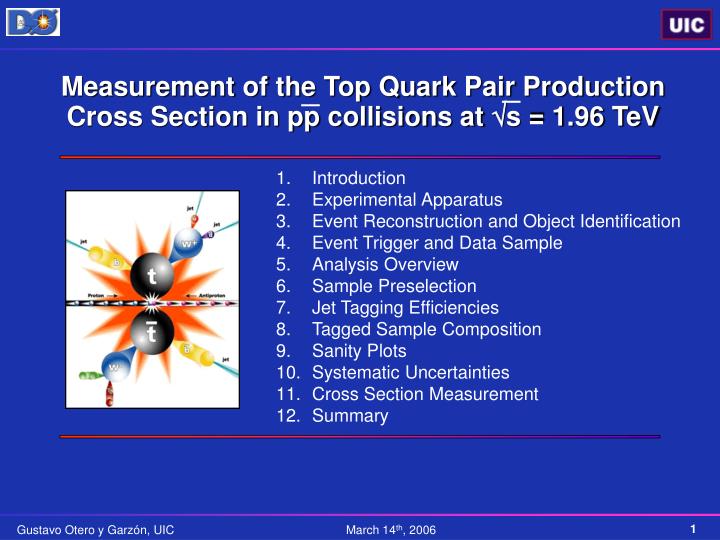 PPT - Measurement of the Top Quark Pair Production Cross Section in pp ...
