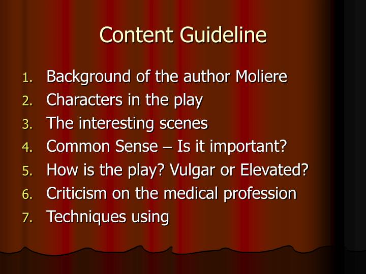 content guideline n.
