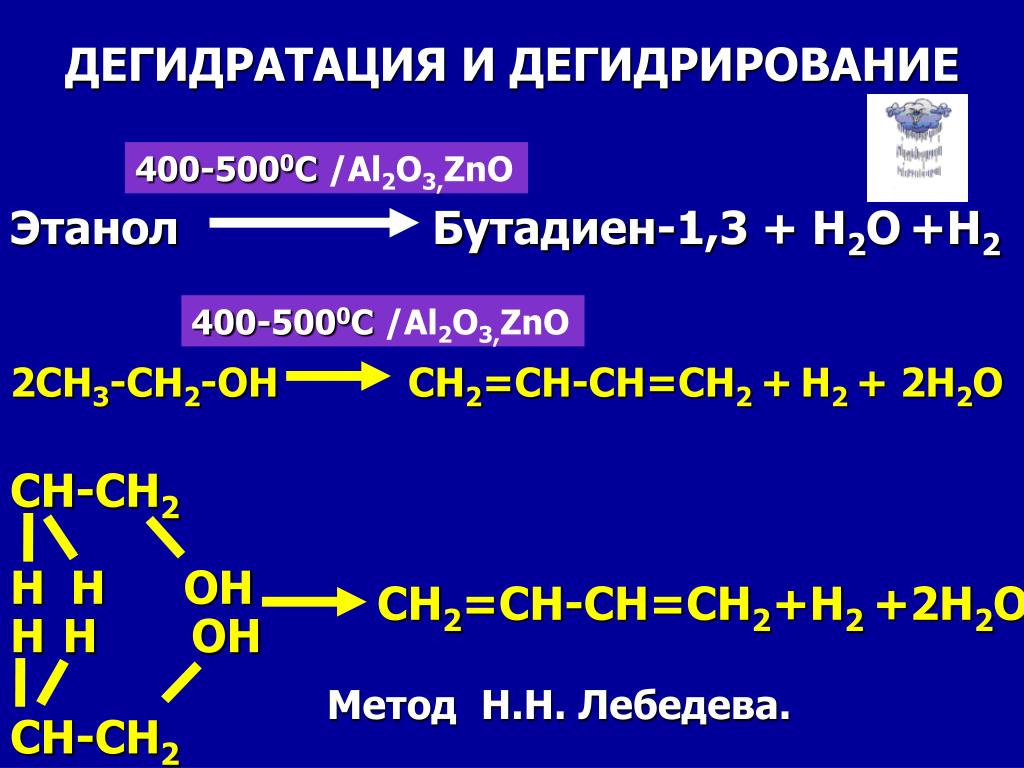 Zno c реакция. Этанол реакция с al2o3,ZNO. Дегидратация и дегидрирование. Дегидратация этанола в бутадиен. Дегидратация и дегидрирование этанола.