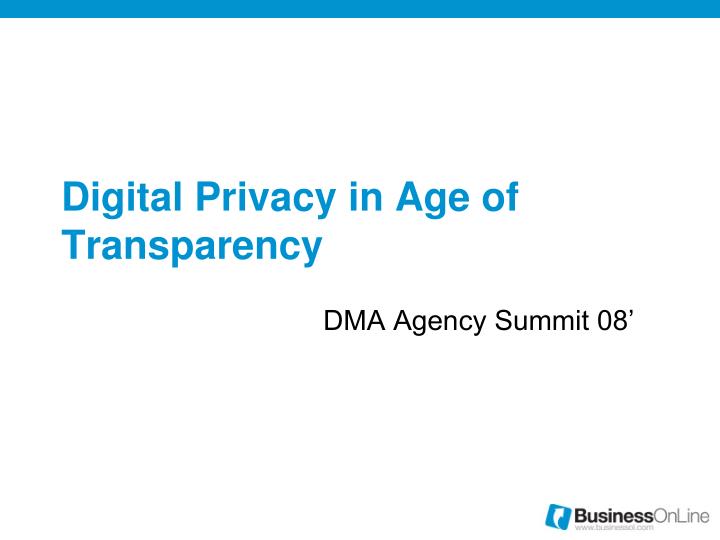 digital privacy in age of transparency n.
