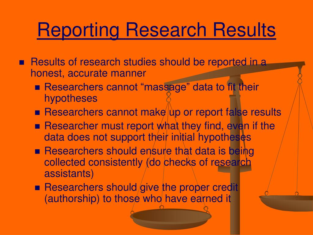 standard 8.10 reporting research results