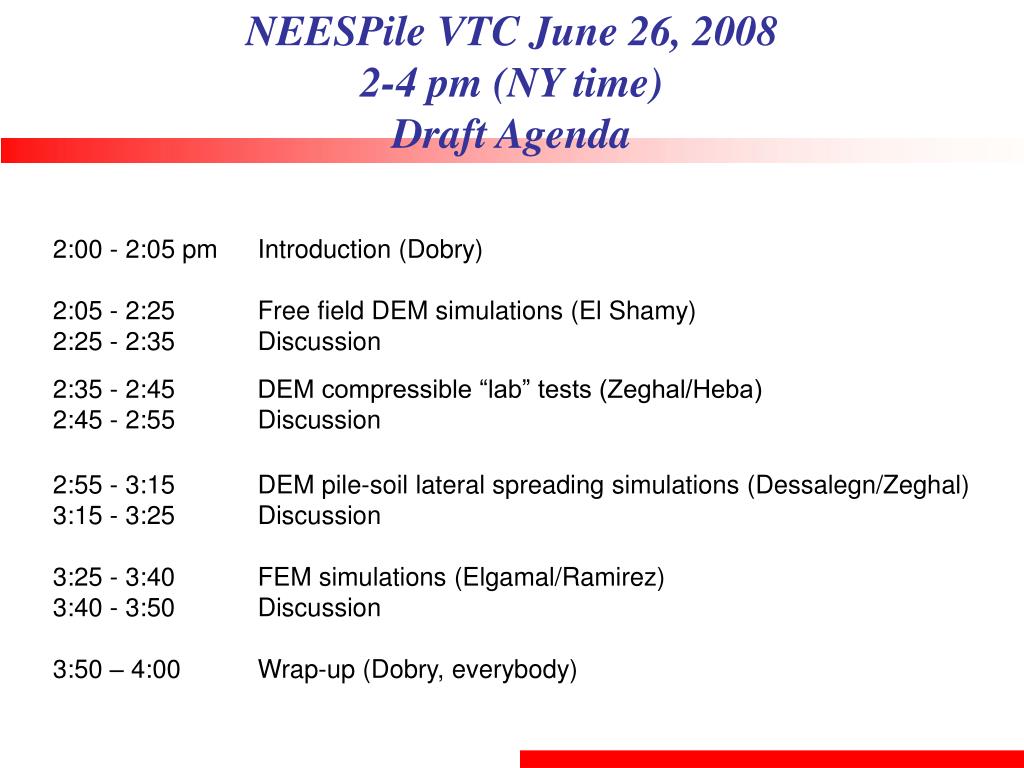 Ppt Neespile Vtc June 26 08 2 4 Pm Ny Time Draft Agenda Powerpoint Presentation Id