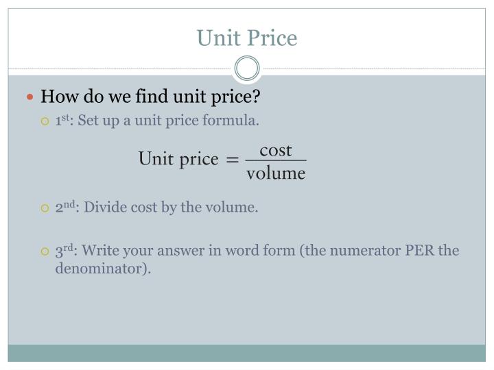 how to find the unit price