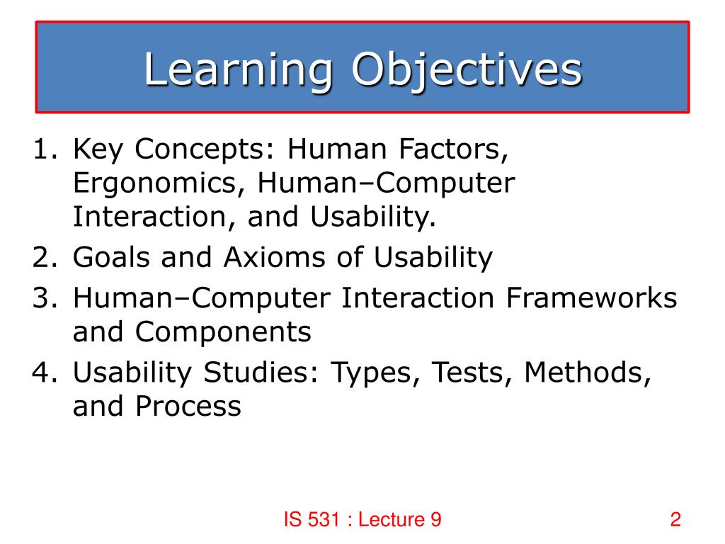 PPT - Lecture 9 Usability of Health Informatics Applications (Chapter 9 ...