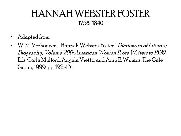 hannah webster foster 1758 1840 n.
