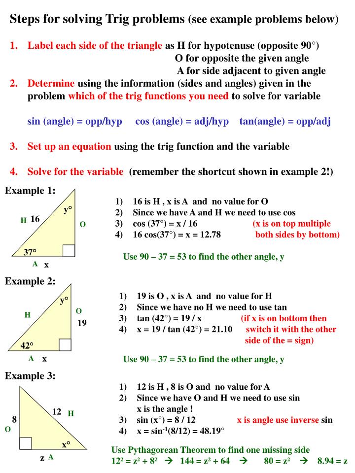 problem solving trig