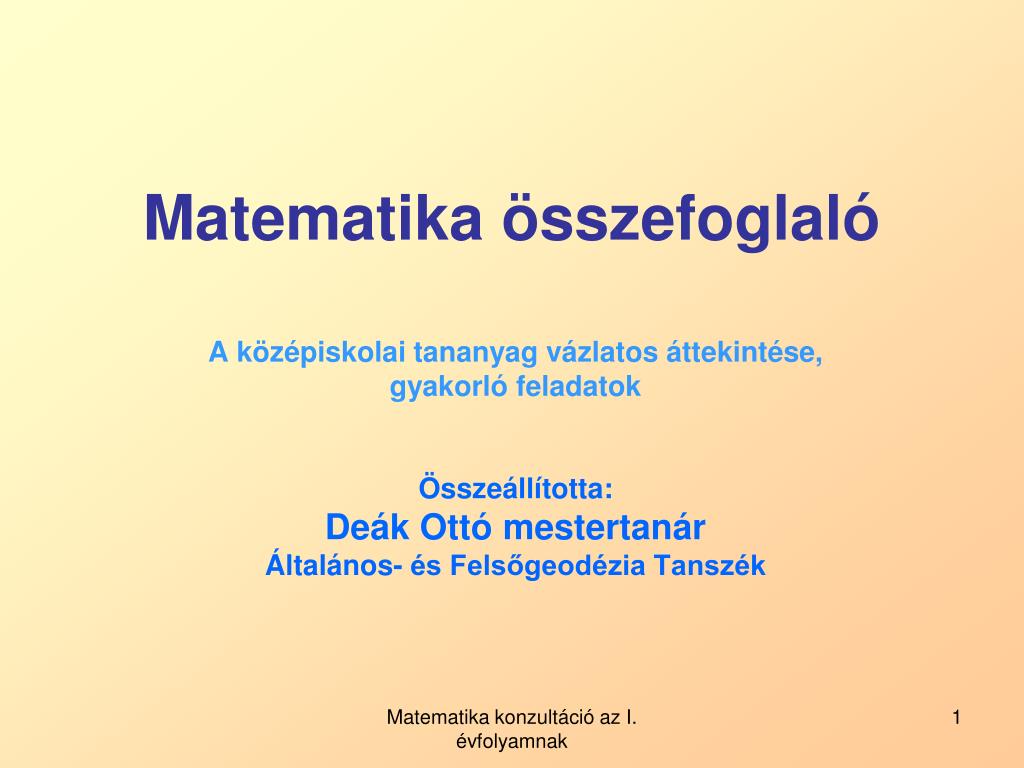 PPT - Matematika összefoglaló PowerPoint Presentation, free download -  ID:3567507