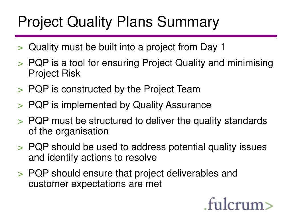 project quality plan presentation
