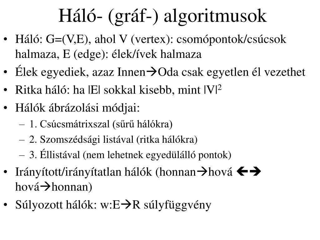 PPT - Háló- (gráf-) algoritmusok PowerPoint Presentation, free download -  ID:3568257