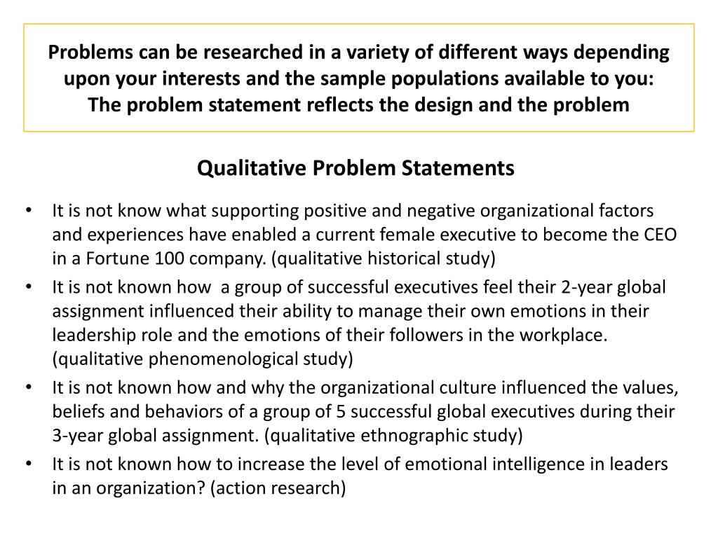 what is a qualitative research problem statement