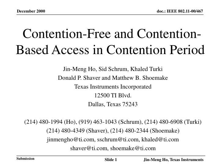 PPT Contention Free And Contention Based Access In Contention Period 