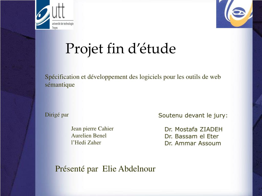 Exemple Présentation Powerpoint Mémoire De Fin D'étude PPT - Projet fin d’étude PowerPoint Presentation, free download - ID