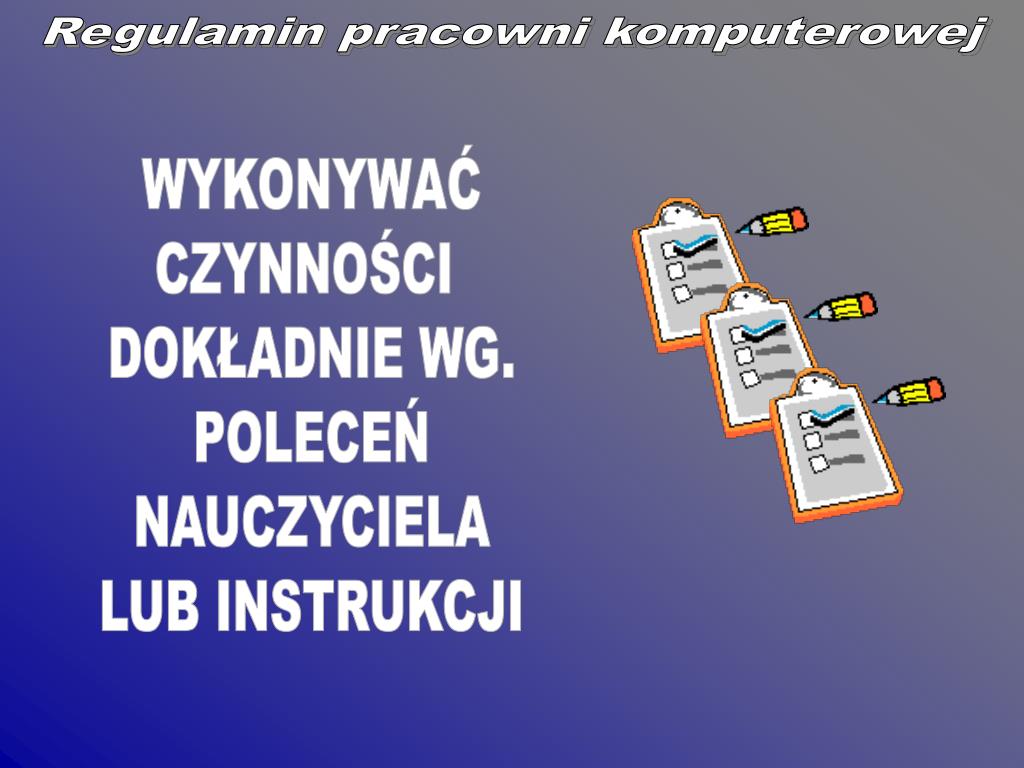 PPT Regulamin Pracowni Komputerowej PowerPoint Presentation Free PPT Regulamin Pracowni Komputerowej PowerPoint Presentation Free