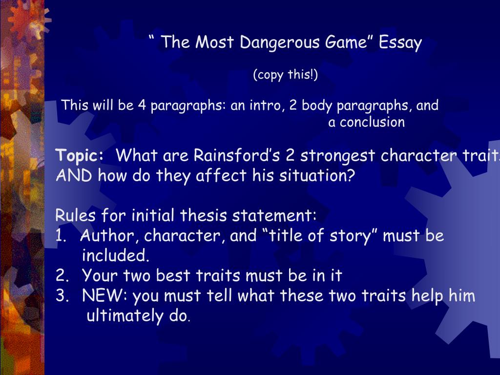 the most dangerous game essay hooks
