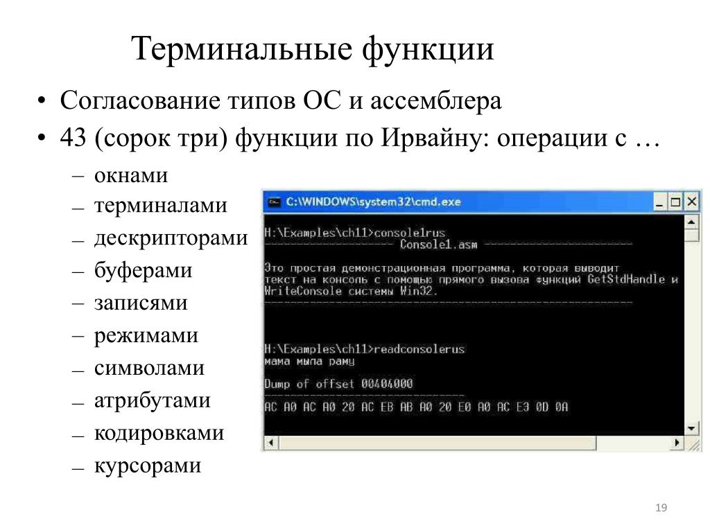 Функция согласования. Терминальная функция. Функции ассемблера. Вывод в консоль ассемблер. Assembler функции.