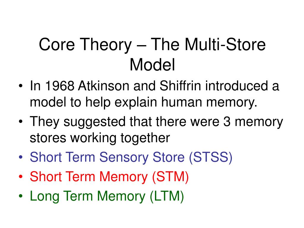PPT - Lesson 2 - The Multi Store Model of Memory ...
